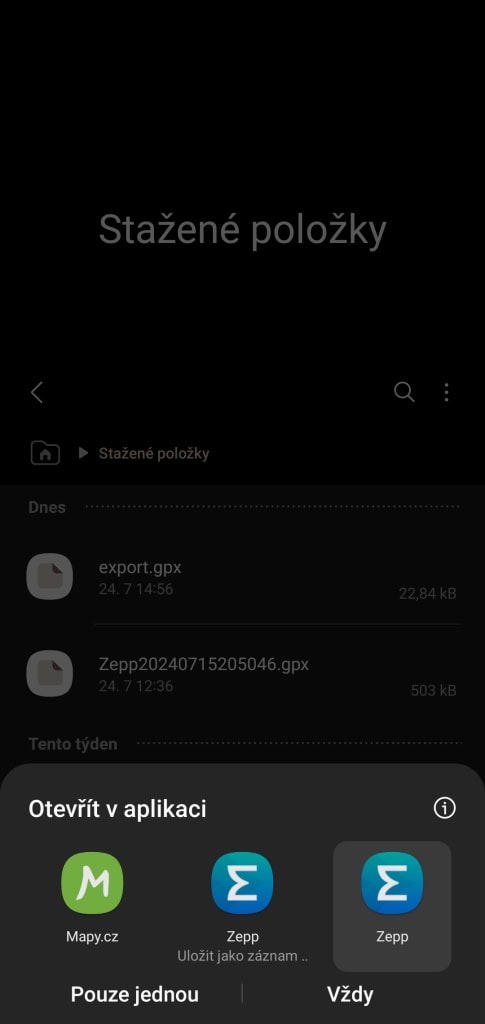 Soubor otevřete pomocí aplikace Zepp