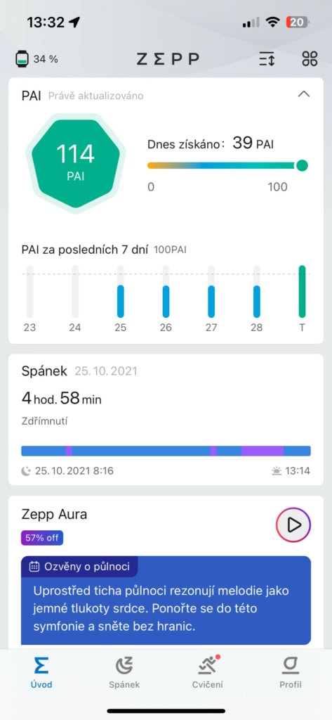 Mobilní aplikace Zepp